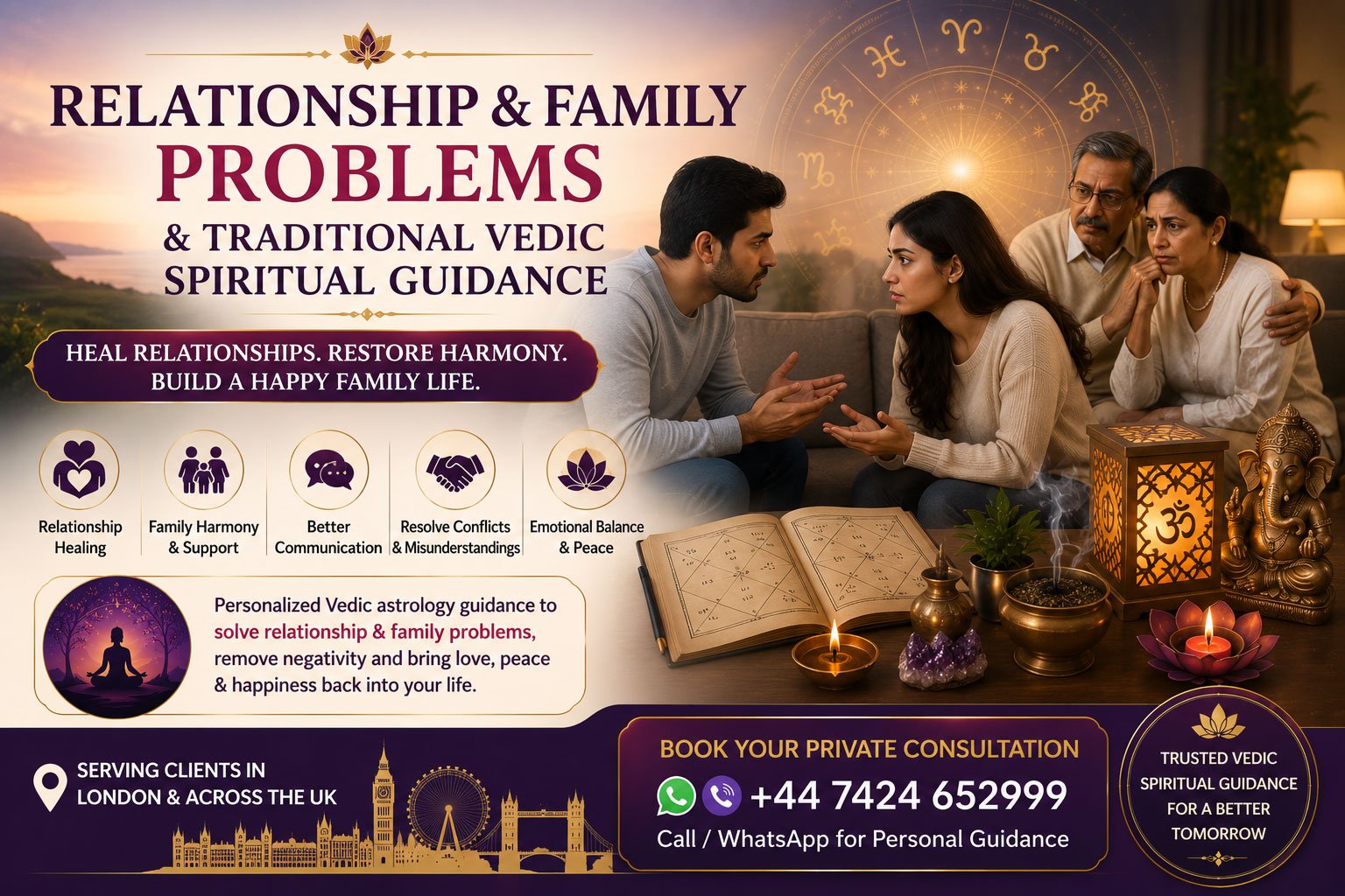 relationship family problems and traditional Vedic spiritual guidance in London uk