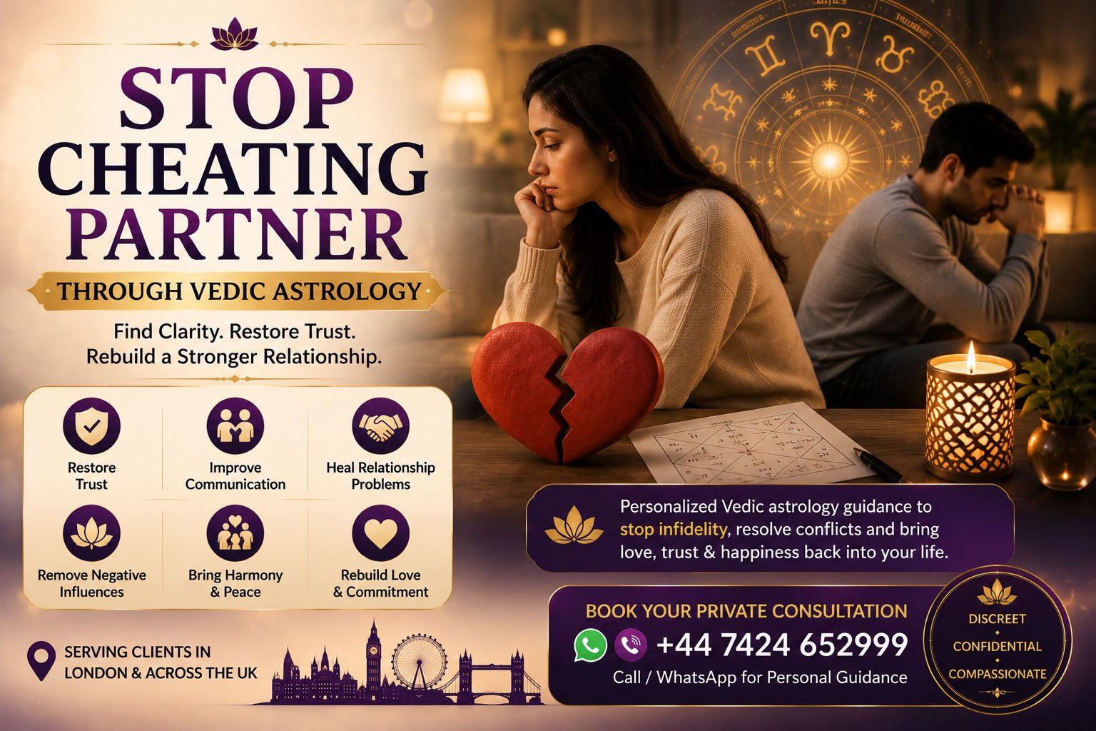 Relationship trust and Vedic astrology guidance for a cheating partner in London
